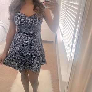 Blue off shoulder dress